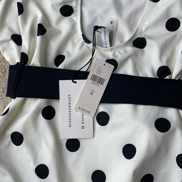 Solid and Striped One Piece Swimsuit size Medium - Picture 5 of 5